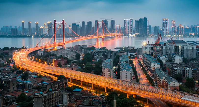 Wuhan, Hubei, China parrot island Yangtze River Bridge